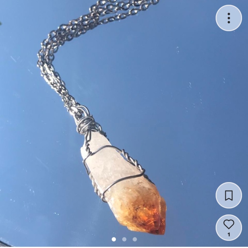 Handmade Citrine /heat treated amethyst crystal necklace